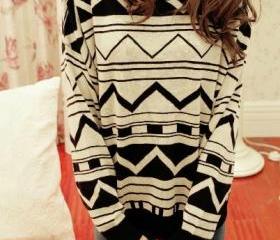 White & Black Aztec Sweater