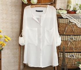 White Loose Shirt With Twins Pocket