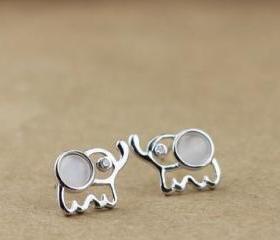 Sterling Silver Cute Elephant Earring Stud