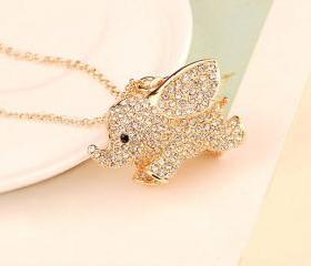 Studded Cute Elephant Necklace