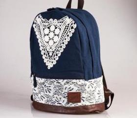 Blue Canvas Lace Backpack