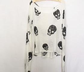 Loose Skull Print Sweatshirt